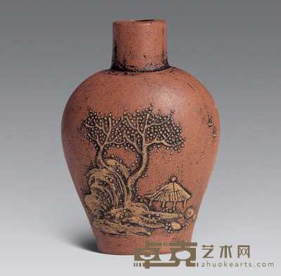 清 紫砂鼻烟壶 高5cm
